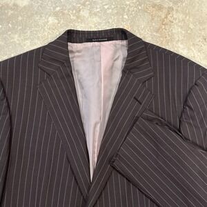 Ermenegildo Zegna Blazer Mens 52R Brown Striped 2 Button Wool Sports Coat Preppy